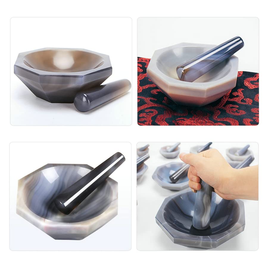 1 PZ 80 MM Uso Laboratorio Mortaio E Pestello Agata Mortaio Con Mola Spice Mills Mortaio Rettifica Kit