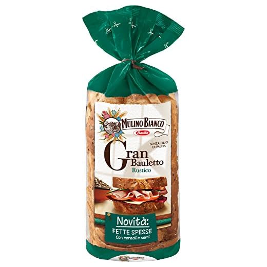 Mulino Bianco Gran Bauletto Rustico con Farina di Segale, Semi di Girasole, Sesamo e Lino, Pane Gustoso e Ricco di Fibre, Ideale per Pausa o Spuntino, Senza Olio di Palma, 500 g