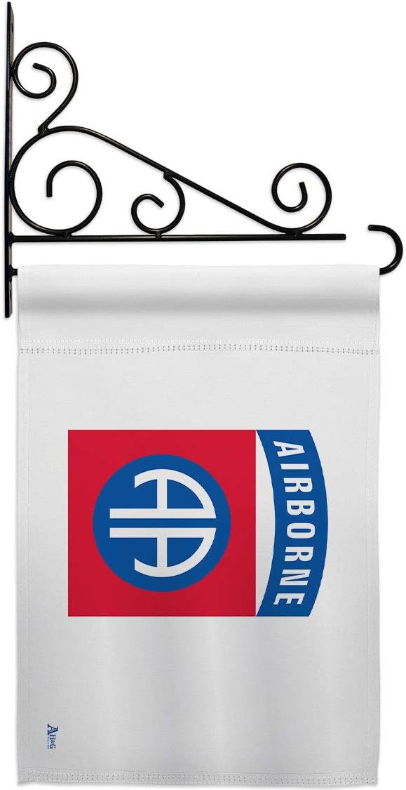 82nd Airborne Garden Flag Set Wall Holder Armed Forces Army Rangers United State American Military Veteran Retire Official Small Decorative Gift Yard House Banner Double-Sided Made In USA 13 X 18.5