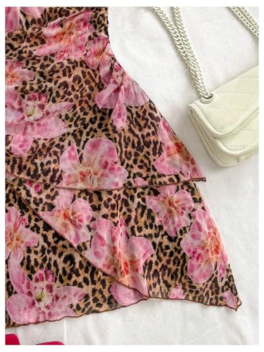 Image of SOLY HUX Women's Y2K Summer Beach Halter Mini Dress | Retro Floral Dress, V Neck, Backless, Club Nightout, Sexy Going Out Clothes, Birthday Dress