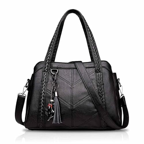 YUHONLNOR Handtasche Damen umhängetasche kleine Handtasche Damen Henkeltaschen Hobo Tasche Weiches Damentasche für Frauen,Schwarz Cover