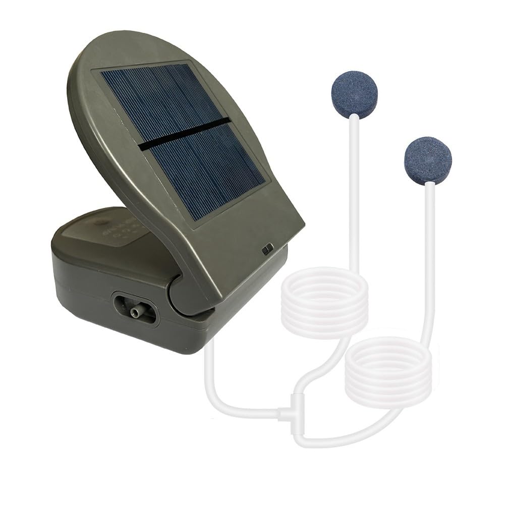 Wodsty Solar Pond Pump with for battery and USB Charging, 2600 mAh Rechargeable Oxygen Aerator Fish Tanks, Aquariums, Fishing, for Solar & USB Power
