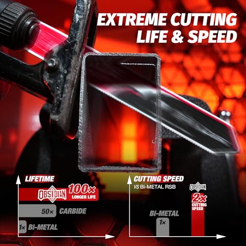 Image of EZARC Obsidian Carbide Reciprocating Saw Blade (Pro) 18TPI Endurance Ultra for Thin Metal, Cast Iron, Alloy Steel 6-Inch, 2-Pack