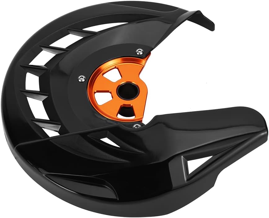 NICECNC Black Oreange Front Brake Disc Protector Shield Compatible with KTM 125-450 XC/SX/XCF/SXF 2016-2025 Compatible with HUSQVARNA 125-450 FC/FX/TX/TC 2016-2025 See Fitment
