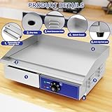 TAIMIKO Electric Griddle Commercial Counter Top Grill Stainless Steel Kitchen Grill Flat Hotplate Fried Pans BBQ Burger Bacon Egg Fryer Barbeque,3000W, UK Plug (Full Flat) - Image 5