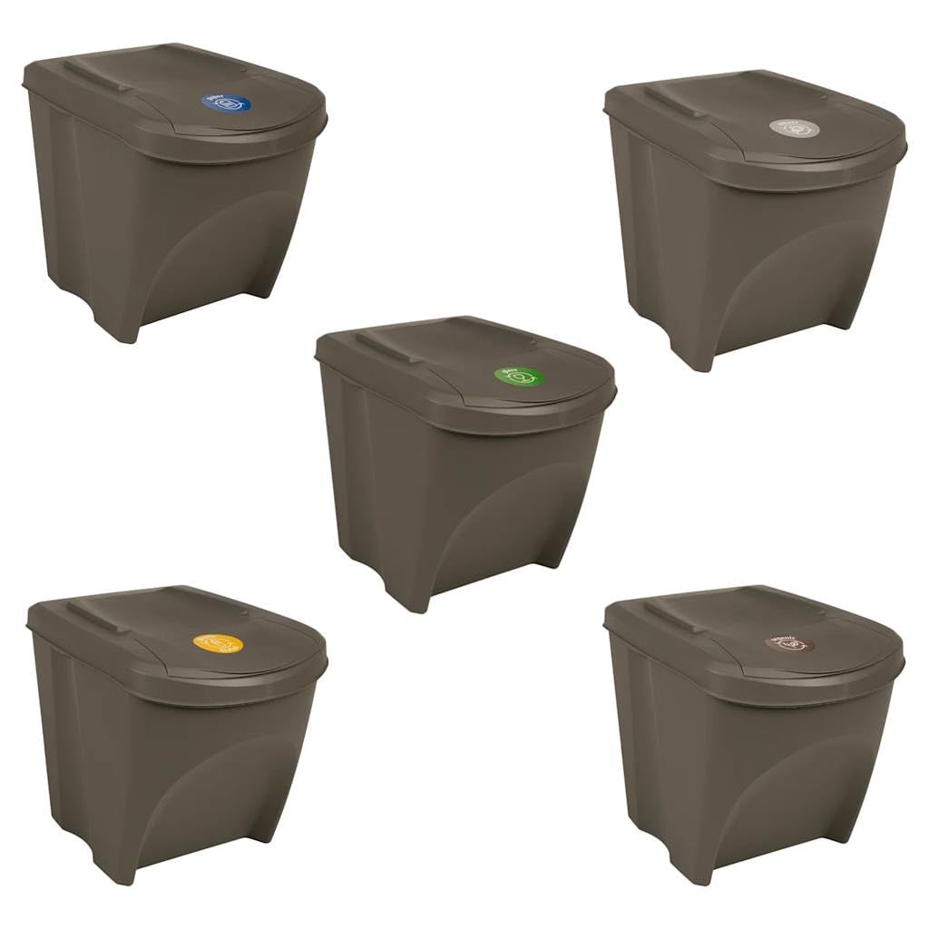vidaXL 3X Cubos de Basura Apilables Canasta Papelera Oficina Restaurantes Residuo Reciclaje Hogar Cocina Escuelas Polipropileno Gris 75 L