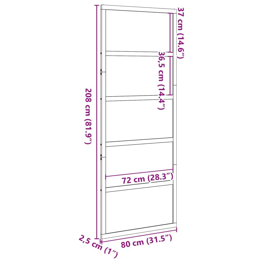 vidaXL Puerta de Granero Corredera en Madera Maciza de Pino 80x208 cm para Baño y Hogar
