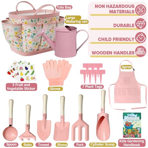 image for Qtioucp Kids Gardening Set 14Pcs Gardening Tools for Kids with Tote Ba
