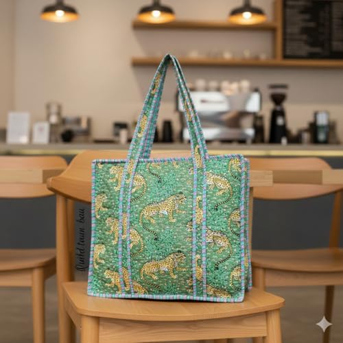 Bolso Tote Grande de Algodón Acolchado para Mujer 18x16 in miniatura 3