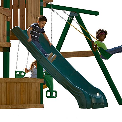 Swing-N-Slide NE 4699-T Super Summit Slide 3 Piece Plastic Scoop Slide for 5' Swing Set Deck Heights, Green