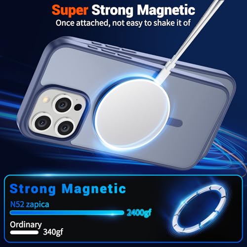 Image of SUPFINE Magnetic for iPhone 15 Pro Case (Compatible with MagSafe) (Military Grade Drop Protection) Slim Translucent Matte Shockproof with Anti-Fingerprint Phone Case,Lavender Gray