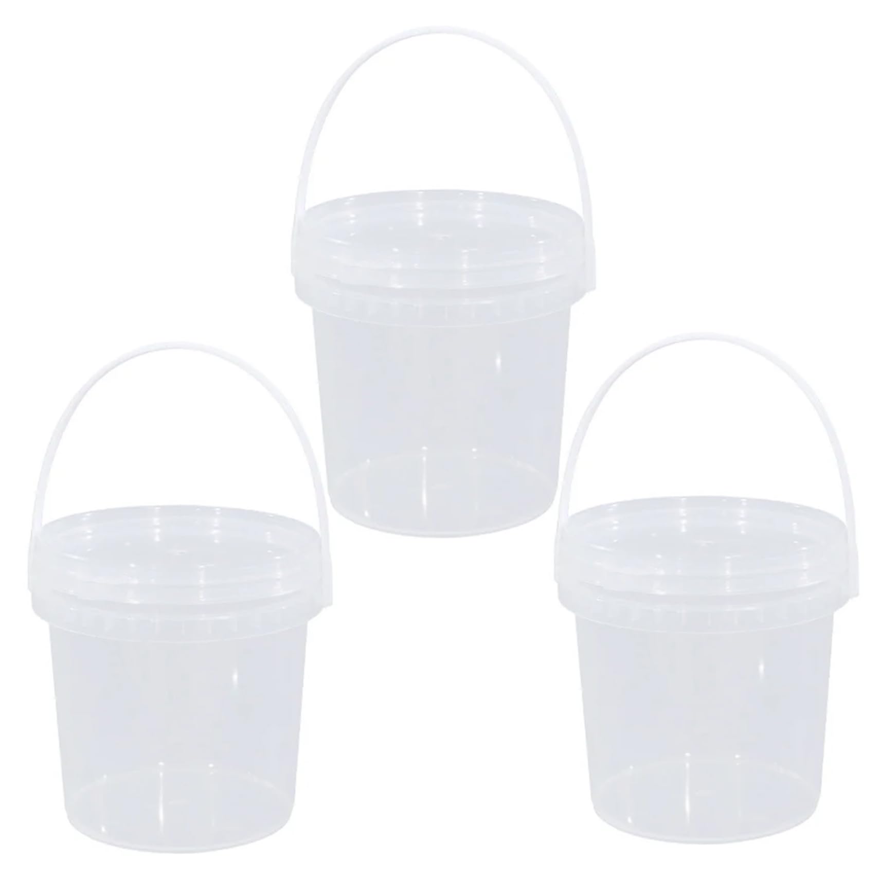 3 secchi per vernice con coperchio e manico, 2 l, trasparente, multiuso, in polipropilene, per pittura, acqua, artigianato, progetti di garage, organizzazione con coperchio gallone con