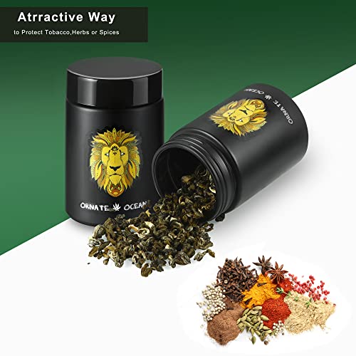 Ornate Ocean 4-Pack 250Ml Uv Glass Stash Jars Lion King - 4 Piece Set Multipurpose Storage Containers - Convenient Airtight Smell Free Screw Top Lid Jars Preserves And Secures Your Herbs #TOP6