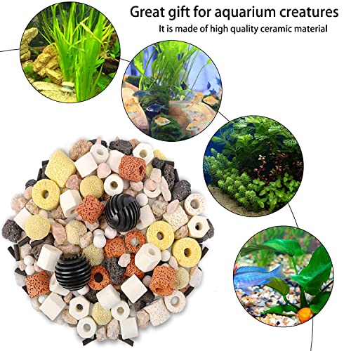 Nuyoah em Keramik 500g Keramik Perlen Zecken Keramikperlen 12-in-1 Aquarium-Filtermedien für Aquarium Teich Wasserfallbrunnen Milieuveränderung von Effektive Mikroorganismen