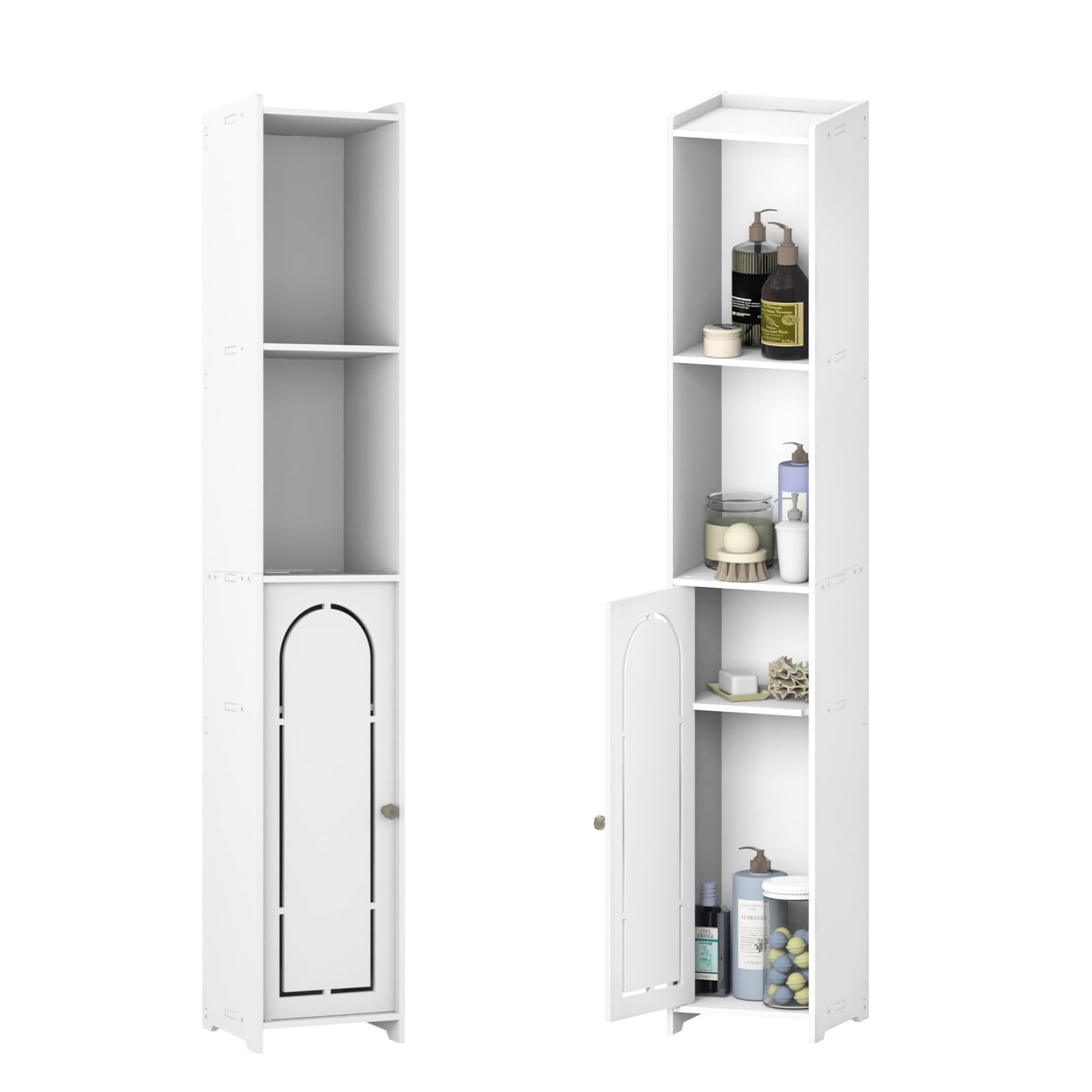 Xinng Bathroom Storage Cabinet with Shelf & Door, Slim Freestanding Corner Floor Cabinet for Toilet Paper & Supplies, Space-Saving Organizer for Small Bathrooms, Living Room, Entryway — image 1