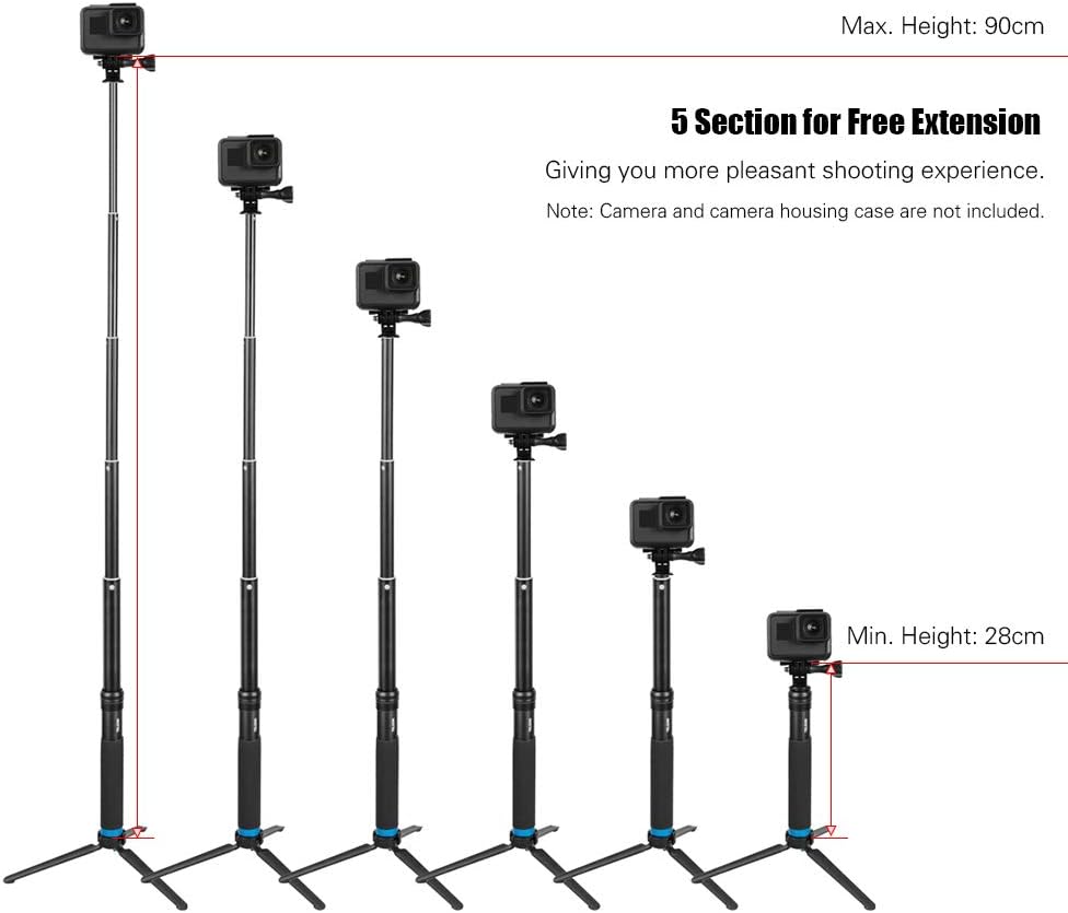 Selfie Stick with Tripod Cell Phone Holder Compatible with iPhone 11/X/8/8 Plus/7/7 Plus or Most Android Smartphone Compatible with GoPro Hero 8/7/6/5/4/3+/3 Sport Cameras