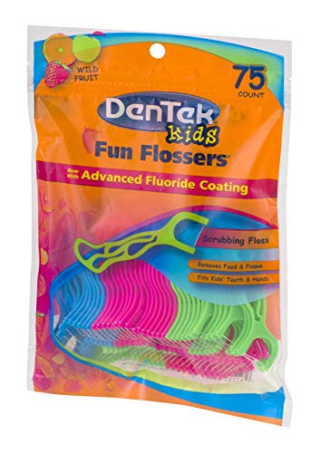image for DenTek Kids Fun Flossers, Removes Food & Plaque, Wild Fruit Flavored F
