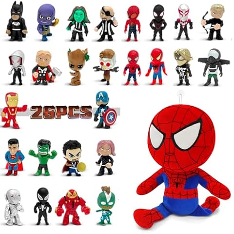 Genqiang Superhero Action Figures Plush Toy, Minifigures, Soft Cuddly Cartoon Doll with Cotton, Party Decoration Cake Topper Christmas Halloween Easter Gift for Kids Boys Girls Cover