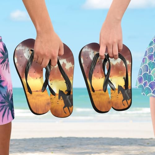 Nander Cowboy Rides A Horse Across The Desert Sandal Flip Flops of Men's & Women's,Beach Slippers Flip Flops Shower Shoes4