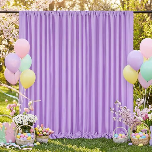 Image of Lavender Backdrop Curtains Photo Drapes: 4 Panels 5ft x 10ft Polyester Background Fabric - Wedding Mermaid Party Photography Decorations