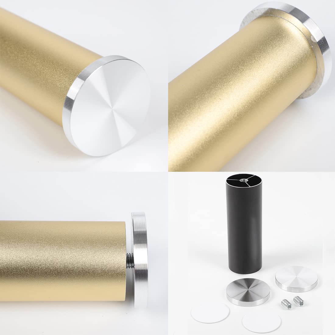 Patas de aluminio ajustables para muebles, paquete de 4 patas de 30 cm, para mesa central y armario, no requiere perforación, patas de soporte de metal para muebles de baño y hogar, acabado plateado