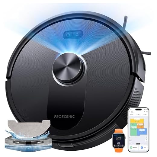 Proscenic Q10 Robot Aspirapolvere Lavapavimenti con Mappatura, Robot Pavimenti 8000Pa 200min, LiDAR Intelligente, Controllo APP/Alexa/WiFi/Siri/IFTTT, Ideale per Pulizia Domestica/Peli Animali