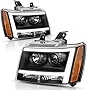 AUTOSAVER88 LED Projector Headlight Assembly Compatible with 2007-2013 Chevy Avalanche Pickup Truck 07-14 Chevy Suburban/Tahoe Replacement for SUV Pickup Truck Black Housing