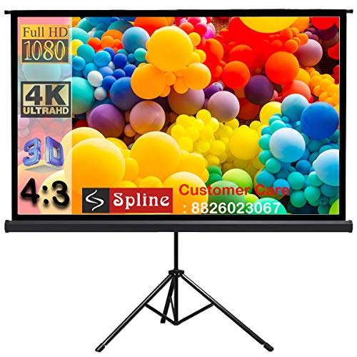 Image of Spline Tripod Projector Screens 84 Inch-Diagonal,4Ft.(Height) x 6Ft.(Width) in 4:03 Aspect Ratio Support with HD,3D & 4K Technology Size 6Ft.(Width) x 4Ft. (Height)
