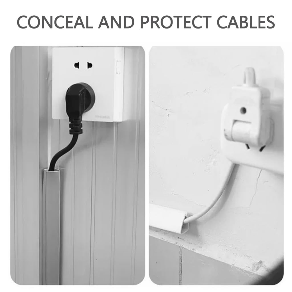 Escondedor De Cables para Suelo Antitropiezos Oculto para Interior Y Exterior, Protector De Cable De Alimentación De Suelo para Esquinas Interiores(Negro,5m)