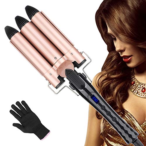 3 Barrel Curling Iron Wand, Zealite Ceramic Tourmaline 1 Inch Crimper Hair Iron, Hair Waving Styling Tools for Women or Girls