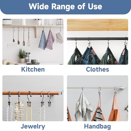 Image of Titanker Shower Curtain Hooks Rings, Rust Resistant Metal Minimalist Simple Double Glide Shower Hooks Rings for Bathroom Shower Rods Curtains, Set of 12 Hooks - Bronze