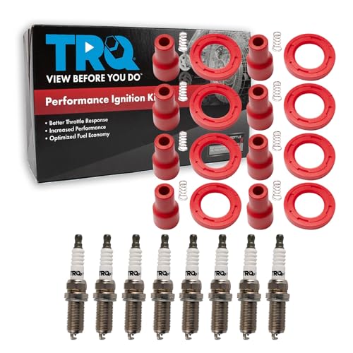 TRQ Ignition Coil & Spark Plug Kit 16 Piece Compatible with 1998-2007 Lexus LX470 Toyota Land Cruiser 2001-2007 GS430 LS430 2003-2010 SC430 2003-2009 GX470 4Runner 2001-2009 Sequoia 2000-2009 Tundra