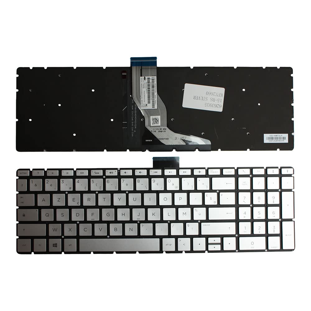 Clavier PC portable pour HP Home 15-bs051nm Power4Laptops rétroéclairé silver