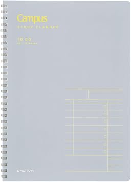 KOKUYO Study Planner Notebook, 10 x 7 To-Do Management B5 Soft Ring Notebooks, 41 To Do Plan Sheets, Gray Spiral Notebook, Time Management SU-SY111TD-M