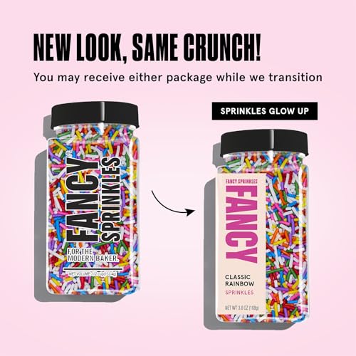 Image of Fancy Sprinkles Deluxe Rainbow Crunchy Jimmies | Pastel Rainbow Sprinkles for Cake, Cupcake & Cookie Decorating | Funfetti & Ice Cream Topping | Baby Shower & Birthday | 2 Pack (0.5c)