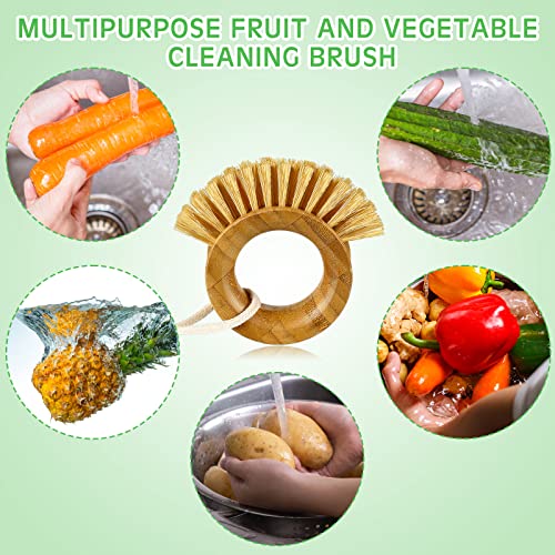 2 Pcs Vegetable Cleaning Brush Potato Scrubber Brush Bamboo Fruit And Vegetable Brush Scrubber For Food Fruit Carrots Kitchen Veggies Corn, Brown #TOP5
