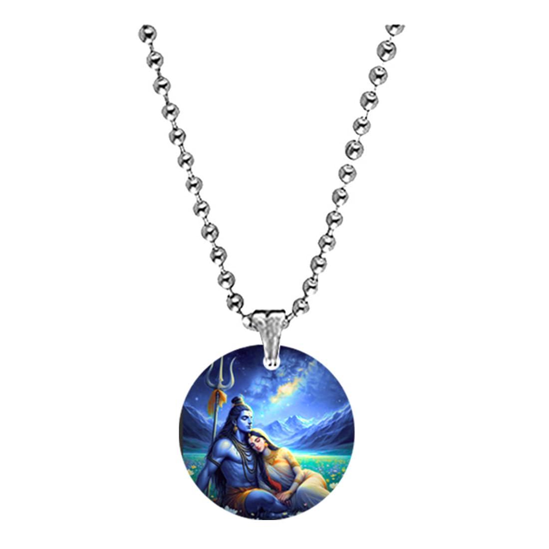 abhiora fashion Lord Shiv Maa Adi Shakti Bead Chain Acrylic Religious Pendant for Men Women, Spiritual Lightweight Durable Design for Daily Wear-picture-3