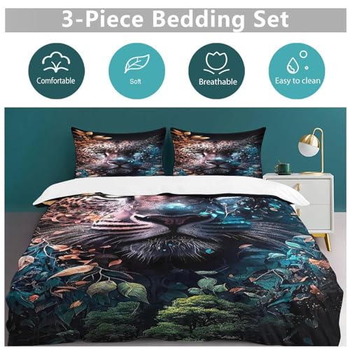 Housse de couette léopard King en microfibre douce avec taies - 6