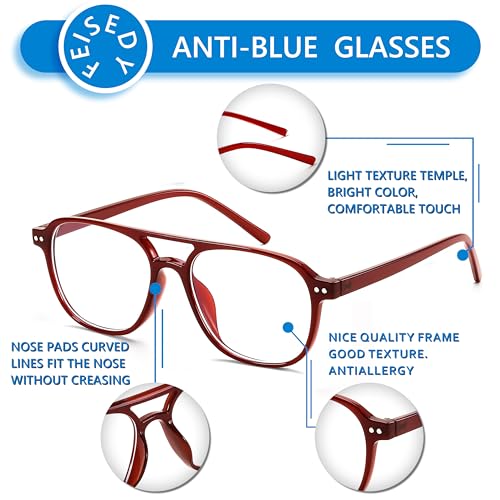 Image of FEISEDY Blue Light Blocking Glasses Women Men Square Computer Lightweight Pilot Glasses Anti Eyestrain & UV Glare B0141