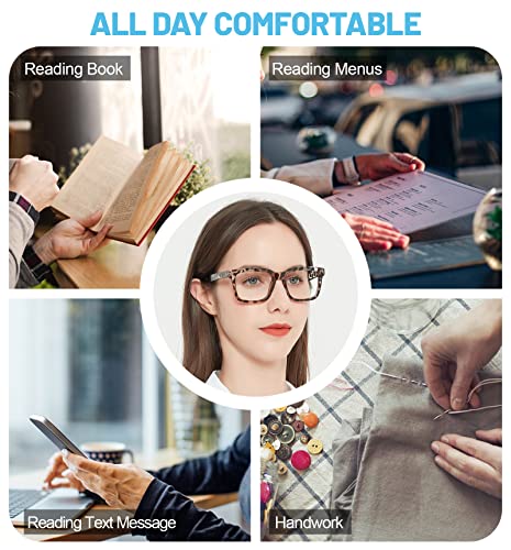 Image of Reading Glasses 3.00 for Women Designer Square Readers 1.0 1.25 1.5 1.75 2.0 2.25 2.5 2.75 3.0 3.5 4.0 5.0 6.0 (Grey Tortoise 300)