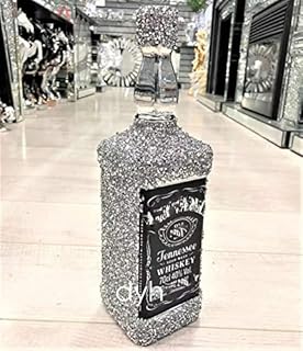 CRYSTAL CROWN Crushed Diamond Bottle, Glitter figurine shelf sitter, heart, ornament romany Crushed Diamond Silver Sparkle Bottle Ornament Home Decoration