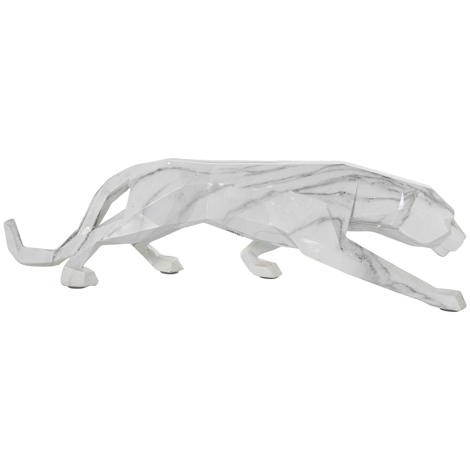 Statue de panthère origami résine effet marbre 48cm | Sculpture moderne salon