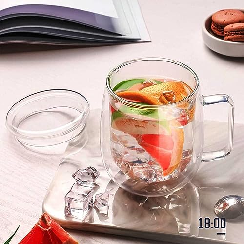 Image of Double Wall Glass Coffee Mugs - Glass Double Layer Tea & Coffee Cup Double Walled Glass Mugs for hot & Cold Drinks Coffee Tea Milk cappuchino Juice (240ML Mug, 2 Pieces) (MCV-9)