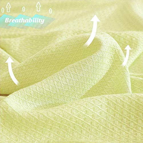 DANGTOP Twin Size Cooling Blankets, 100% Bamboo Blanket for All-Season, Ultra-Cool Lightweight Blanket, Cooling Blanket Absorbs Body Heat to Keep Cool on Warm Night (59X79 inches, Yellow) - Thumbnail 3