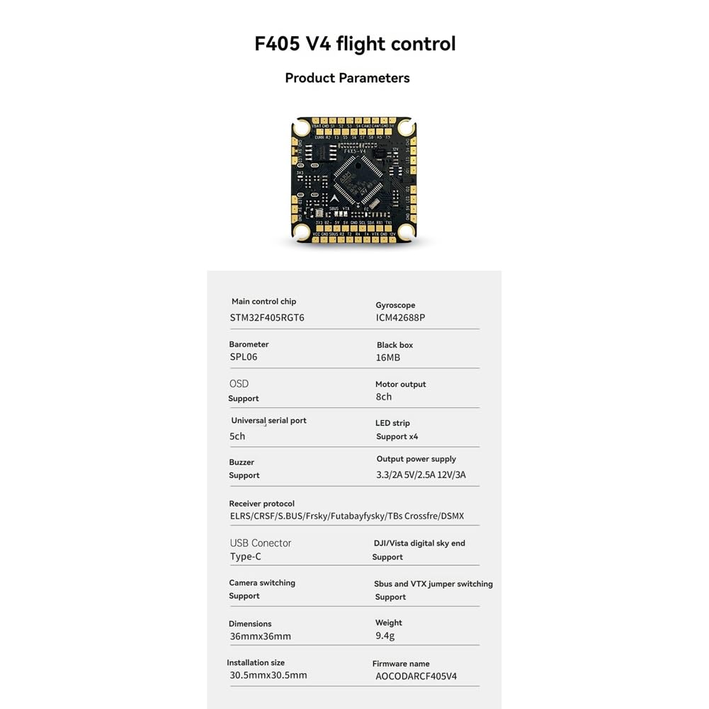 F460 V4 FPV Stack FC&ESC F405 V4 Contrôleur de Vol 60A AM32 3-6S ESC pour Drone de Course FPV
