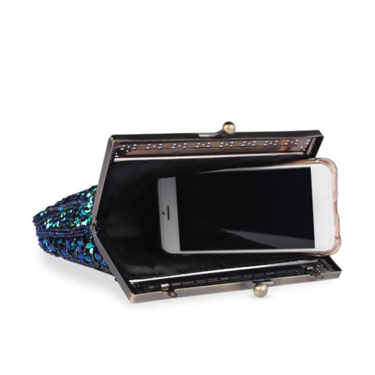 Veemoon Bolso de Mano Tipo Clutch de Noche Retro Lentejuelas Azul