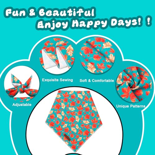 Fall Dog Bandana – Green Maple Leaf Triangle Scarf for Small Medium Large Dogs, Soft Cotton Pet Bib for Autumn Thanksgiving, Adjustable Dog Kerchief for Seasonal Outings - Image 4