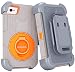 iPhone 4S Case, iPhone 4 Case, BENTOBEN Shockproof Heavy Duty Protection Hybrid Rugged Rubber Built-in Rotating Kickstand Belt Swivel Clip Holster for iPhone 4 4S,Grey/Orange