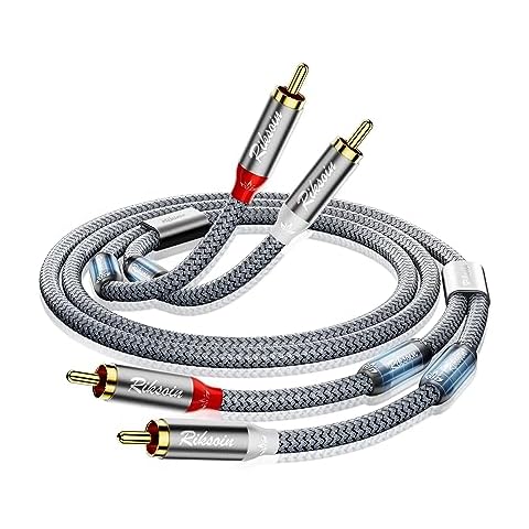 RCA Cable-2 Pack 2RCA Male to 2RCA Male Stereo Audio Cable with Magnetic Ring Supports[Hi-Fi,Shielded]Braided Auxiliary Audio Cord for Home Theater,HDTV,Amplifiers,Hi-Fi Systems,Speakers -4 Feet Cover