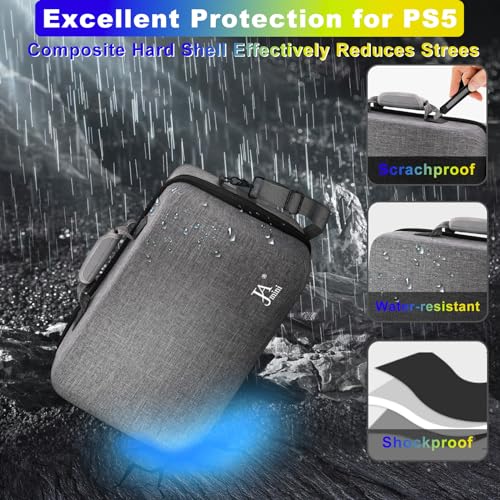 Image of Hard Shell Carrying Case for PS5, PS5 Pro, Travel Protective Bag Suitable for Playstation 5 Digital Edition, Console, Controllers, Headset and Gaming Accessories, Grey